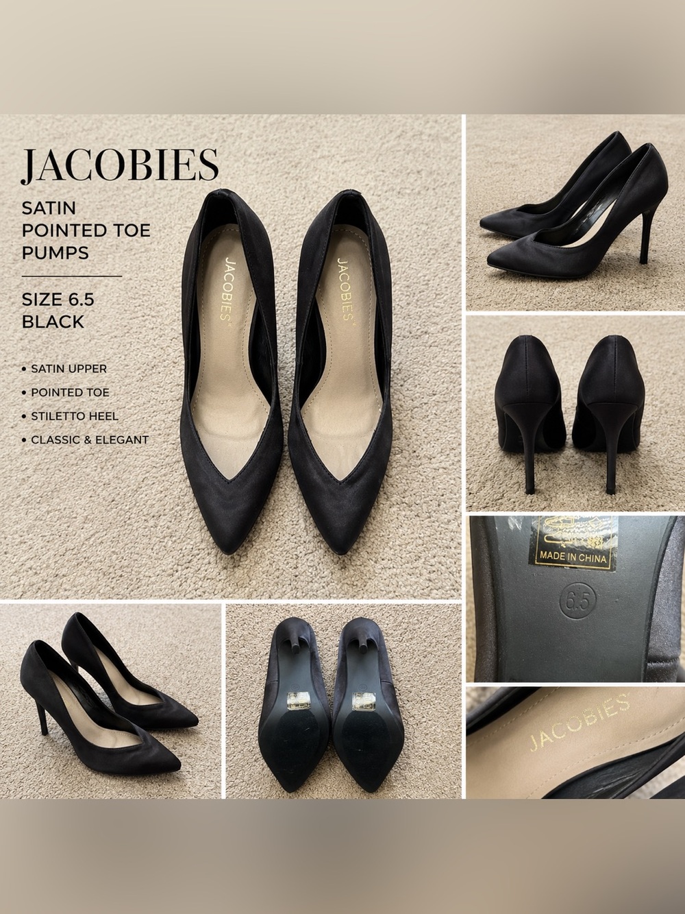 Jacob Black Satin Pointed-Toe Stiletto Pumps